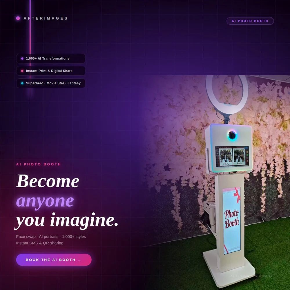 Afterimages AI photo booth experience for Brisbane and Gold Coast events